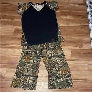 Cabela's Black Top with Camouflage Pants
